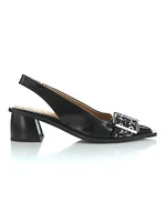 Feminine Buckle 60MM Faux Leather Slingback Pumps