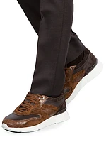 Crocodile, Suede and Calfskin Leather Sneakers