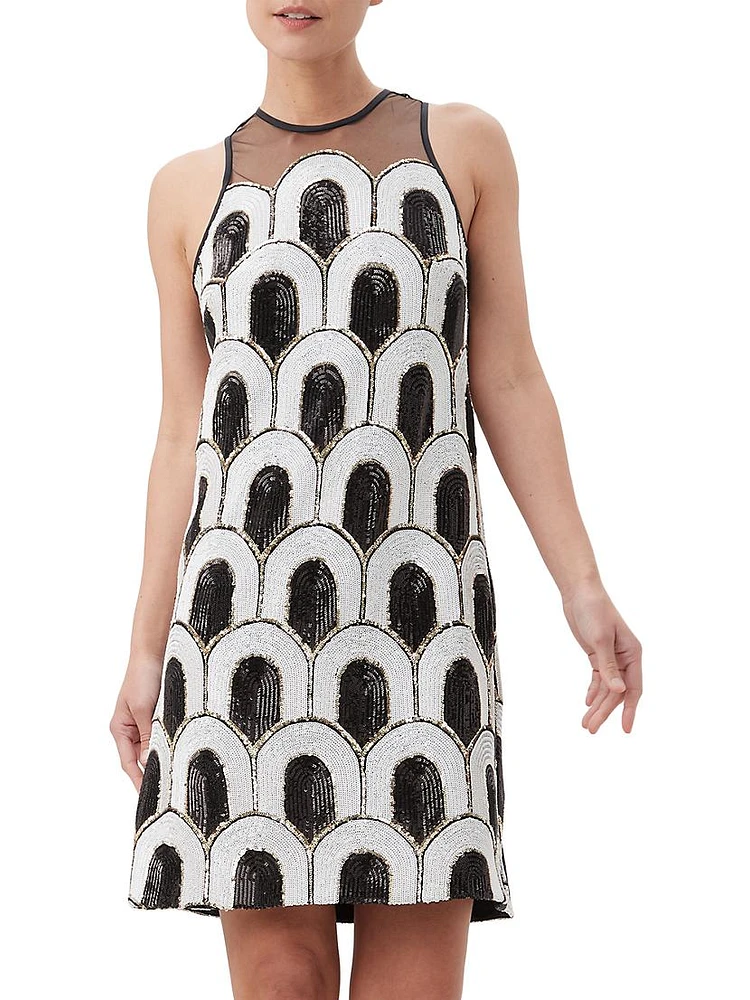 Johana Geometric Sequin Sleeveless Minidress