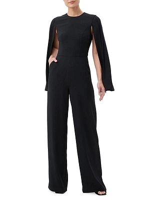 Monumental Crepe Slit-Sleeve Jumpsuit