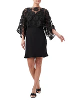 Asahi Embroidered Three-Quarter-Length Sleeve Minidress