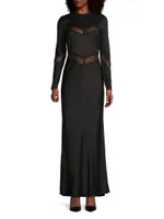 Spencer Satin & Lace Maxi Dress