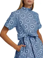 Olori Striped Geometric Cotton Tiered Maxi Dress
