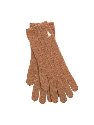 Wool-Blend Cable-Knit Gloves