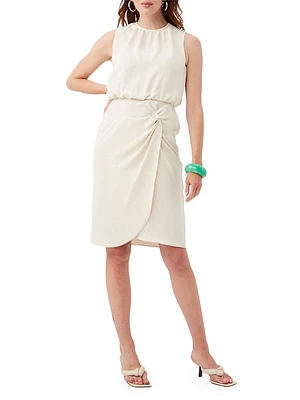 Genoa Twist-Front Crepe Mini Dress