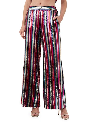 Atarashii Striped Sequined Pants