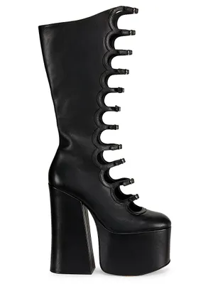 The Kiki 150MM Platform Leather Knee-High Boots