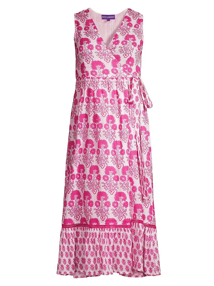 Tula Floral Cotton Wrap Midi-Dress