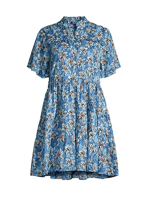 Vibeka Floral Cotton Mini Shirtdress