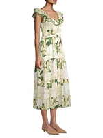 Tuscany Smocked Floral Cotton Midi-Dress