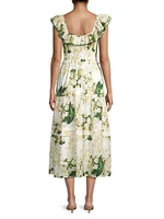 Tuscany Smocked Floral Cotton Midi-Dress