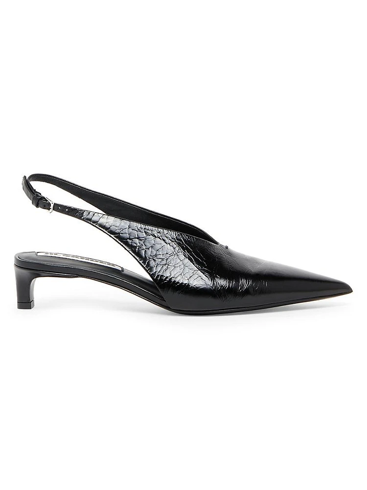 35MM Leather Slingback Pumps