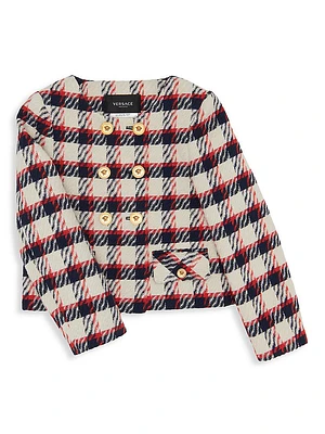 Girl's Plaid Tweed Jacket