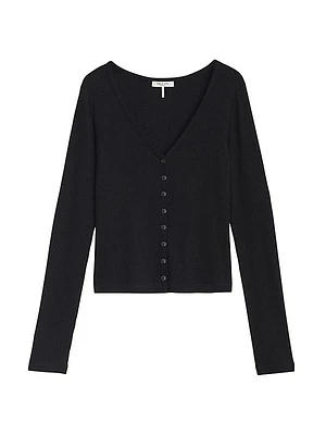 Vee Ribbed Crop Cardigan