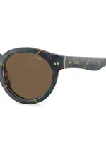 Plaid 46MM Round Sunglasses