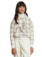 Little Girl's & Sledding Polo Bear Gingham Hoodie