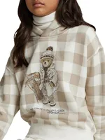 Little Girl's & Sledding Polo Bear Gingham Hoodie