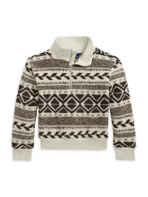 Little Girl's & Fair Isle Zip-Up Fleece Pullover