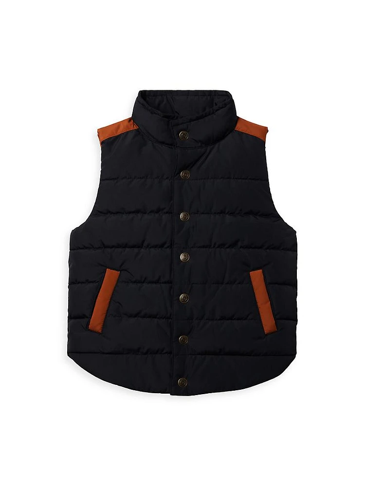 Little Girl's & Contrast Trim Quilted Vest