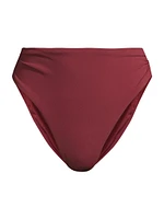 Aubrey High-Waisted Ruched Bikini Bottom