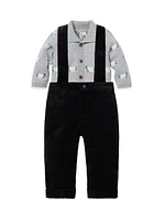 Baby Girl's Velvet Suspender Pants