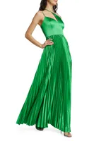 Khari Pleated Asymmetric Gown