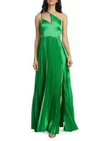 Khari Pleated Asymmetric Gown