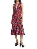 Sorena Floral Ruched Midi-Dress