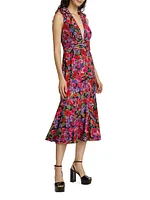 Sorena Floral Ruched Midi-Dress