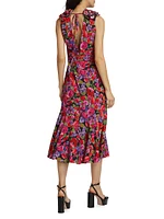 Sorena Floral Ruched Midi-Dress