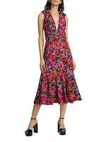 Sorena Floral Ruched Midi-Dress