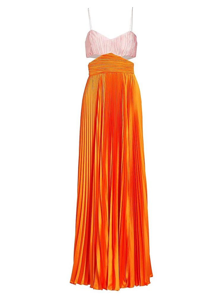 Elodie Pleated Cut-Out Gown