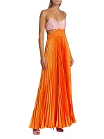 Elodie Pleated Cut-Out Gown