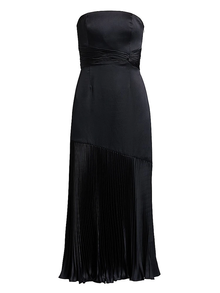 Milly Strapless Pleated Maxi Dress
