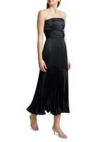 Milly Strapless Pleated Maxi Dress