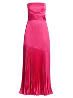 Milly Strapless Pleated Maxi Dress