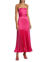 Milly Strapless Pleated Maxi Dress