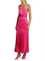 Milly Strapless Pleated Maxi Dress