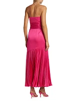 Milly Strapless Pleated Maxi Dress