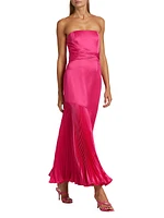 Milly Strapless Pleated Maxi Dress