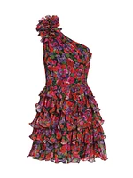 Malti Floral Ruffled One-Shoulder Mindress