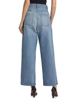 Curved Yoke Barrel-Leg Jeans