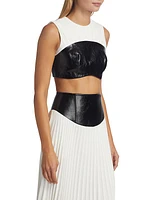 Pleated Leather Bra Crop Top