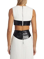 Pleated Leather Bra Crop Top