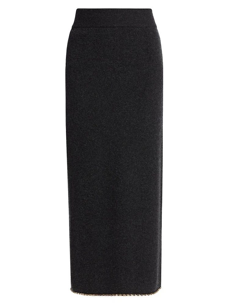 Wool-Cashmere Chainlink Maxi Skirt