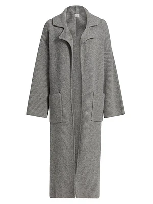 Wool-Blend Rib-Knit Cardigan Coat