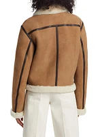 Shearling-Embellished Suede Aviator Jacket