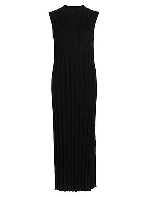 Kari Rib-Knit Silk-Blend Sleeveless Midi-Dress