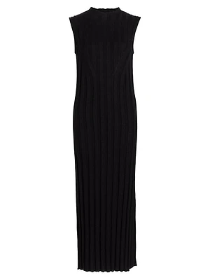 Kari Rib-Knit Silk-Blend Sleeveless Midi-Dress