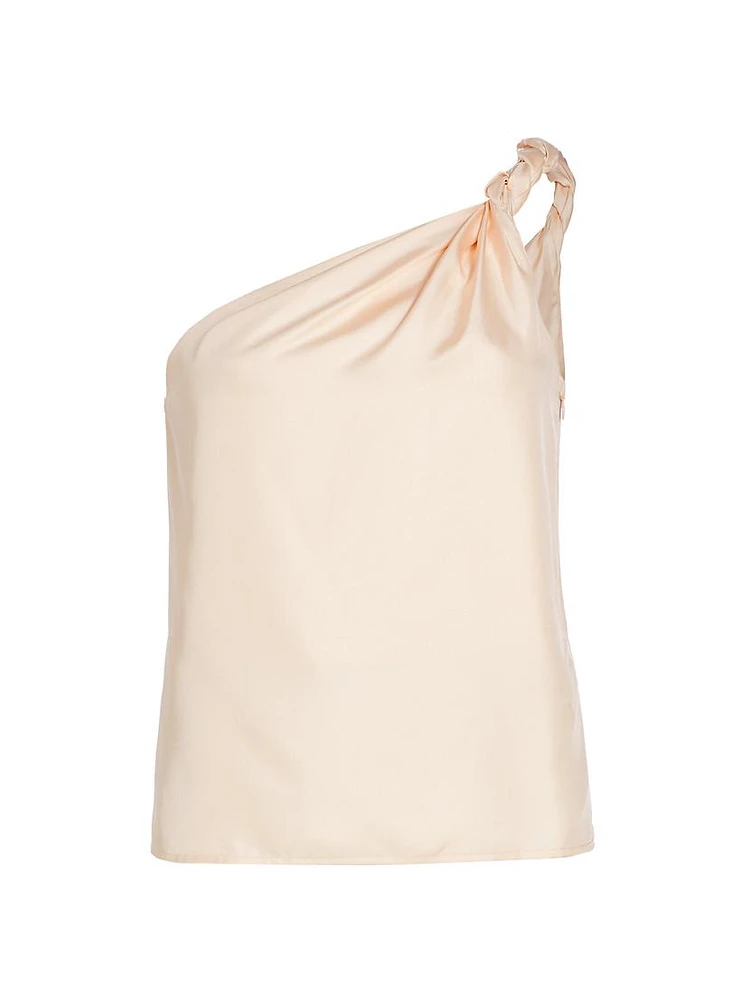 Adiran Silk One-Shoulder Sleeveless Blouse